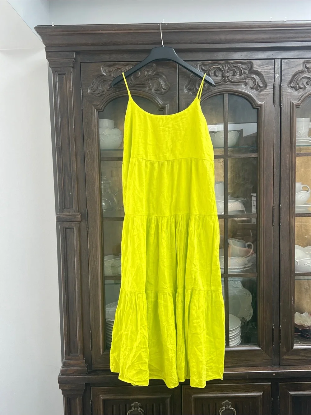 J. Crew Women’s Bright Yellow Tiered Spaghetti Strap Dress